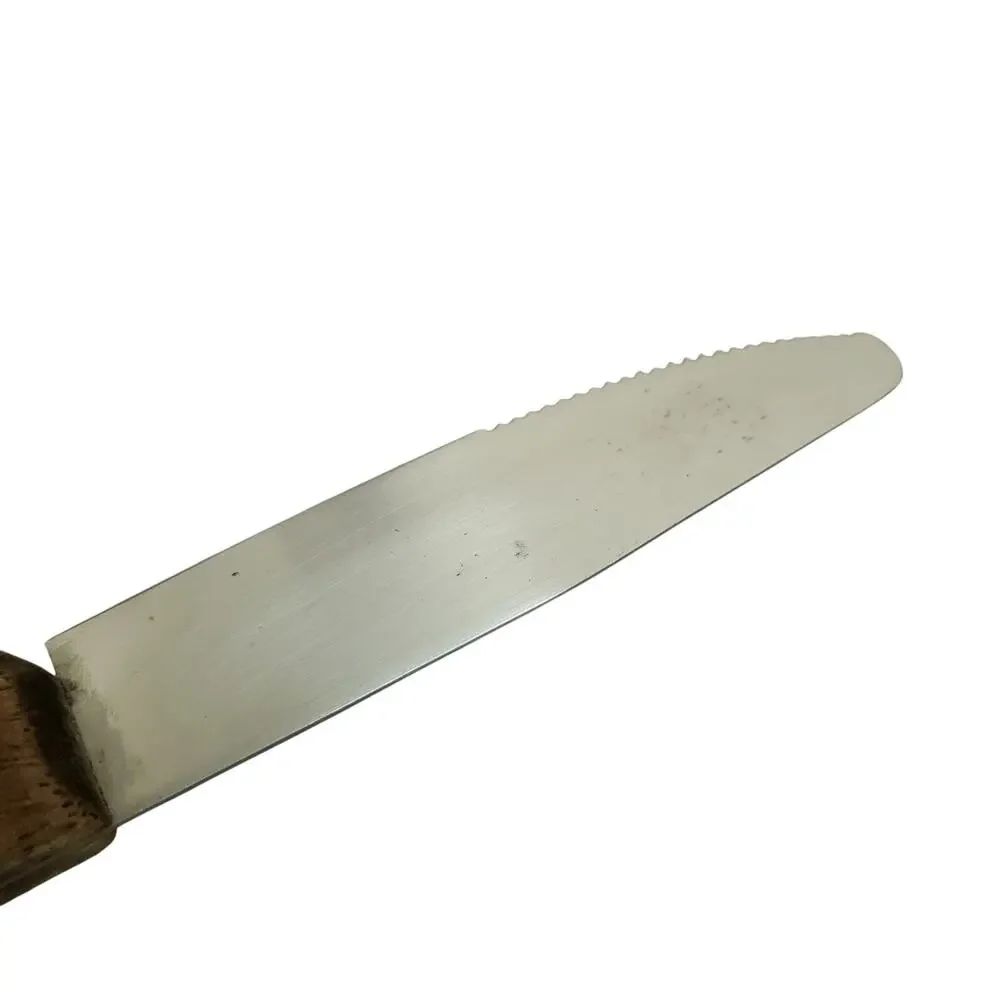 Set of 5 Walco Stainless Serrated Steak Knives Meat Dinner BBQ Wood Handles